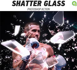 极品PS动作－玻璃散射：Shatter Glass Photoshop Action